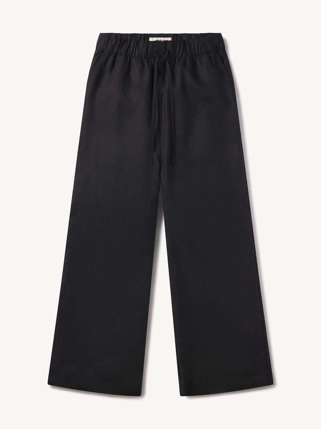 Black Crosshatch Linen Catalina Wide Leg Pant - Buck Mason- Modern American Classics Product Image