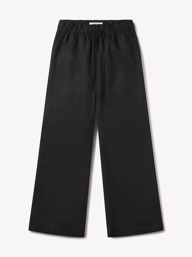 Black Crosshatch Linen Catalina Wide Leg Pant - Buck Mason- Modern American Classics Product Image