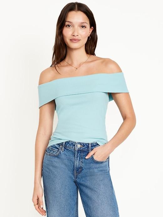 Off-Shoulder Ribbed Top Product Image