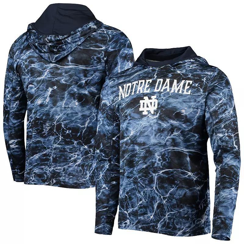 Mens Colosseum Notre Dame Fighting Irish Mossy Oak SPF 50 Performance Long Sleeve Hoodie T-Shirt Blue Product Image