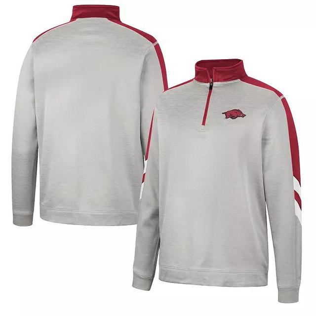 Mens Colosseum Gray/Crimson Indiana Hoosiers Bushwood Fleece Quarter-Zip Jacket Product Image