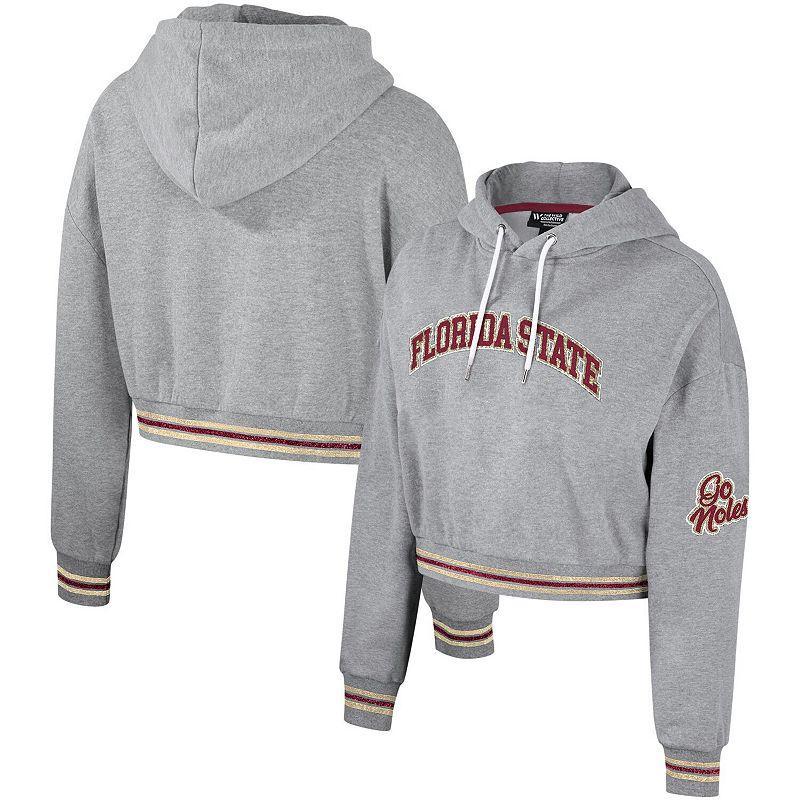 Womens The Wild Collective Heather Gray Florida State Seminoles Cropped Shimmer Pullover Hoodie Product Image