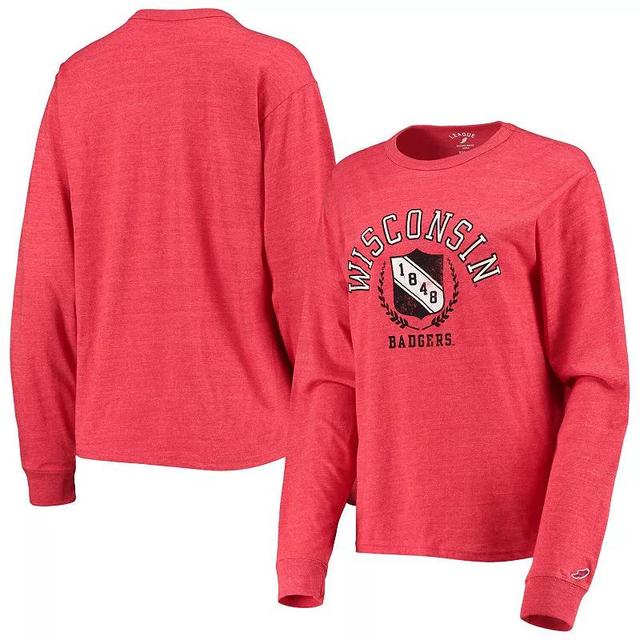 Womens League Collegiate Wear Heathered Wisconsin Badgers Seal Victory Falls Oversized Tri-Blend Long Sleeve T-Shirt Product Image