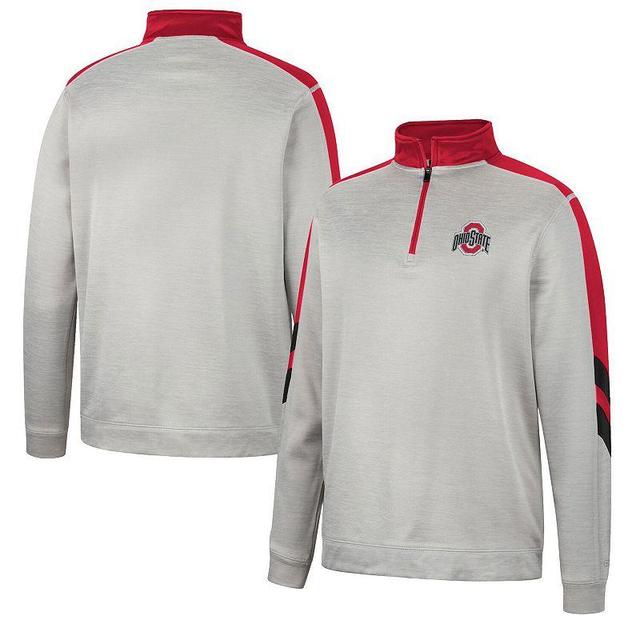 Mens Colosseum Gray/Scarlet Ohio State Buckeyes Bushwood Fleece Quarter-Zip Jacket Product Image