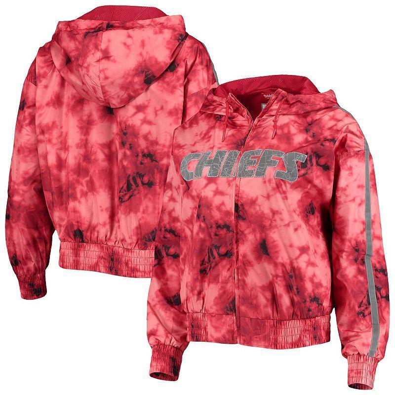 Womens Mitchell & Ness Red Kansas City Chiefs Galaxy Full-Zip Windbreaker Hoodie Jacket Product Image