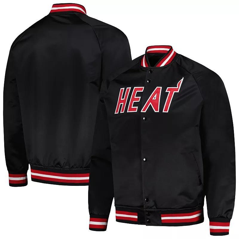 Mens Mitchell & Ness Miami Heat Hardwood Classics Throwback Wordmark Raglan Full-Snap Jacket Product Image