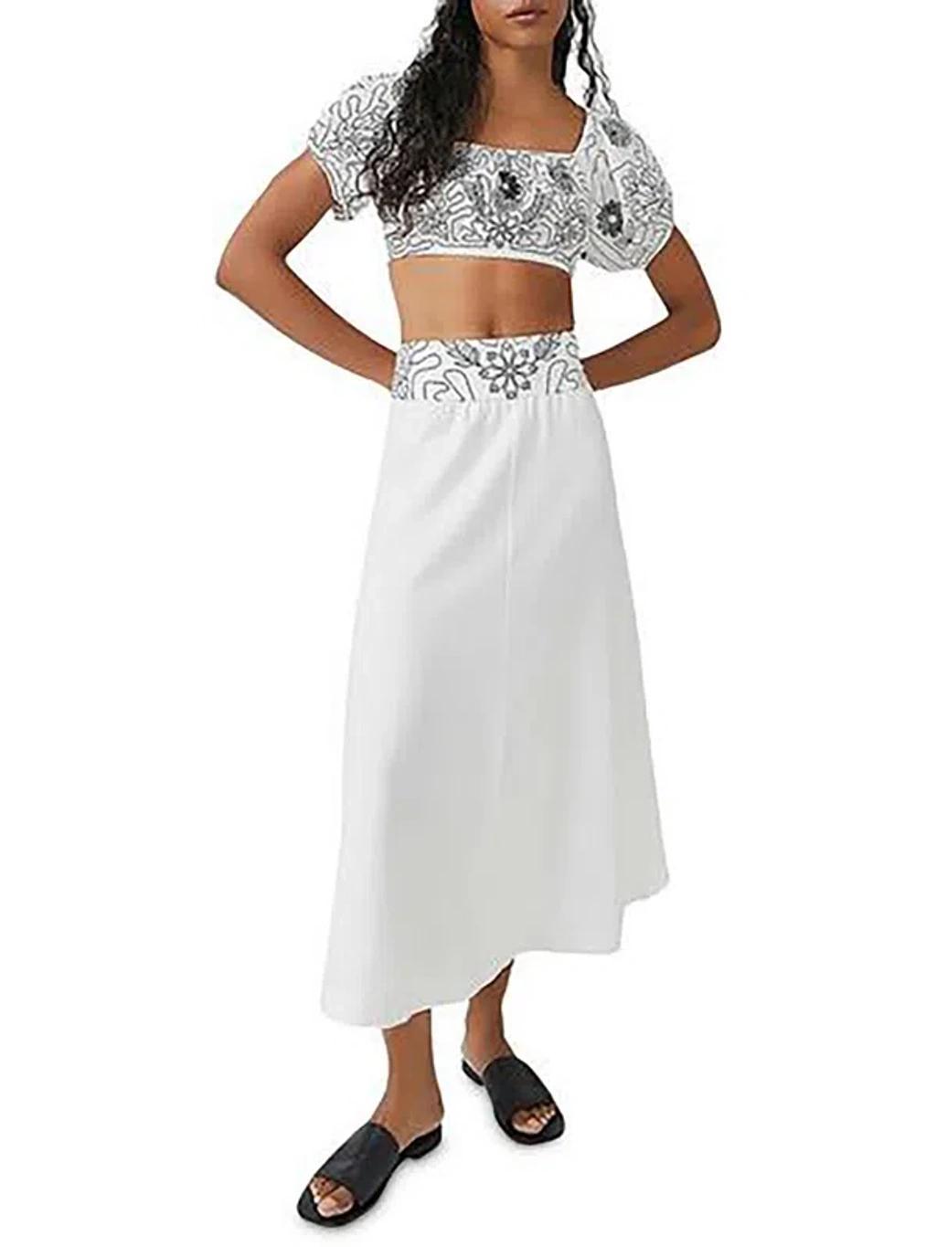 Womens Embroidered Long Maxi Skirt In Multi product image