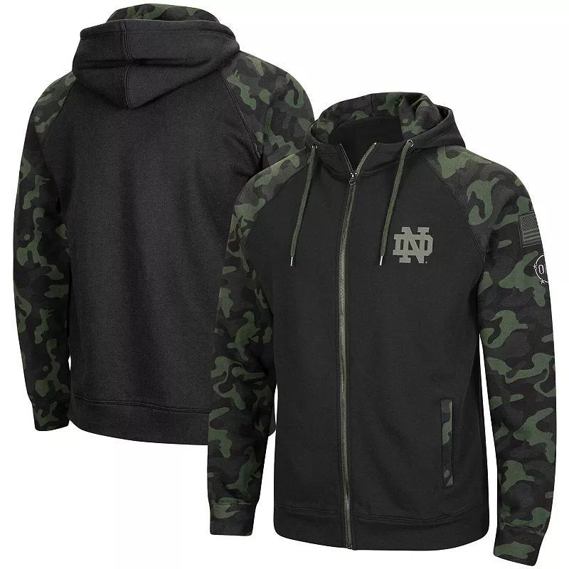 Mens Colosseum Notre Dame Fighting Irish OHT Military Appreciation Camo Raglan Full-Zip Hoodie Product Image