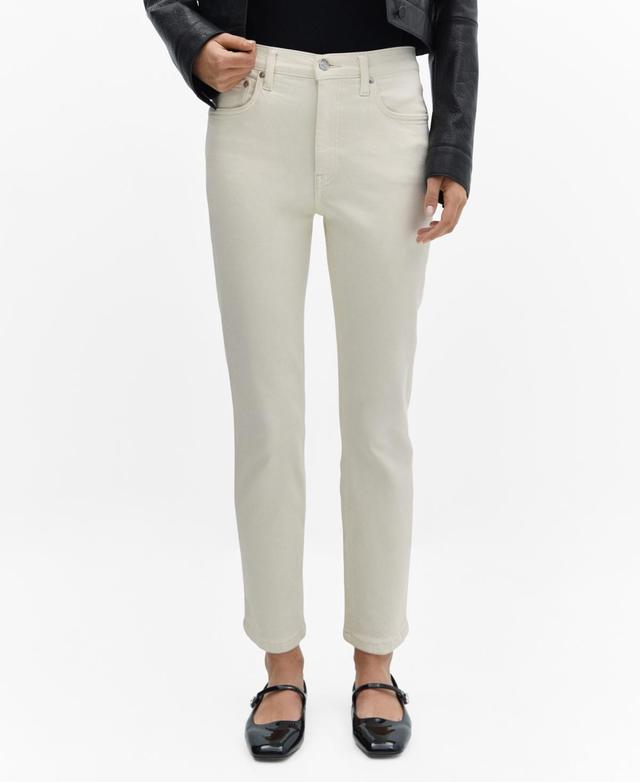 MANGO - Waxed slim crop jeans ecruWomen Product Image