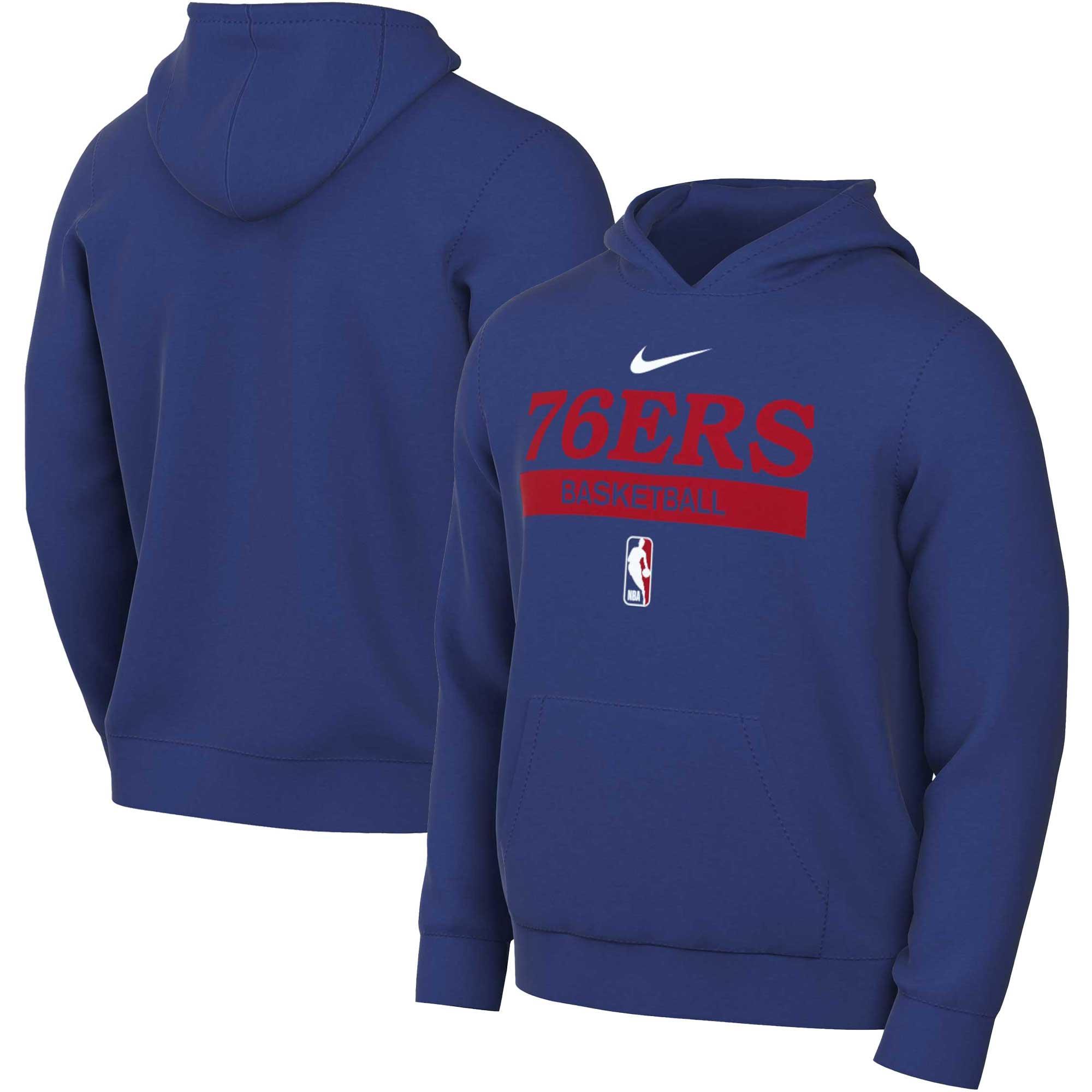 Mens Nike Royal Philadelphia 76ers 2022/23 Spotlight On-Court Practice Performance Pullover Hoodie Product Image