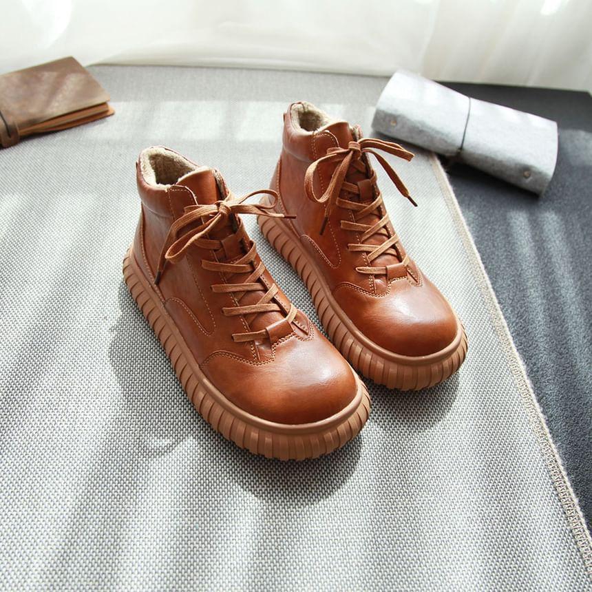 Platform Lace-Up Short Boots Product Image