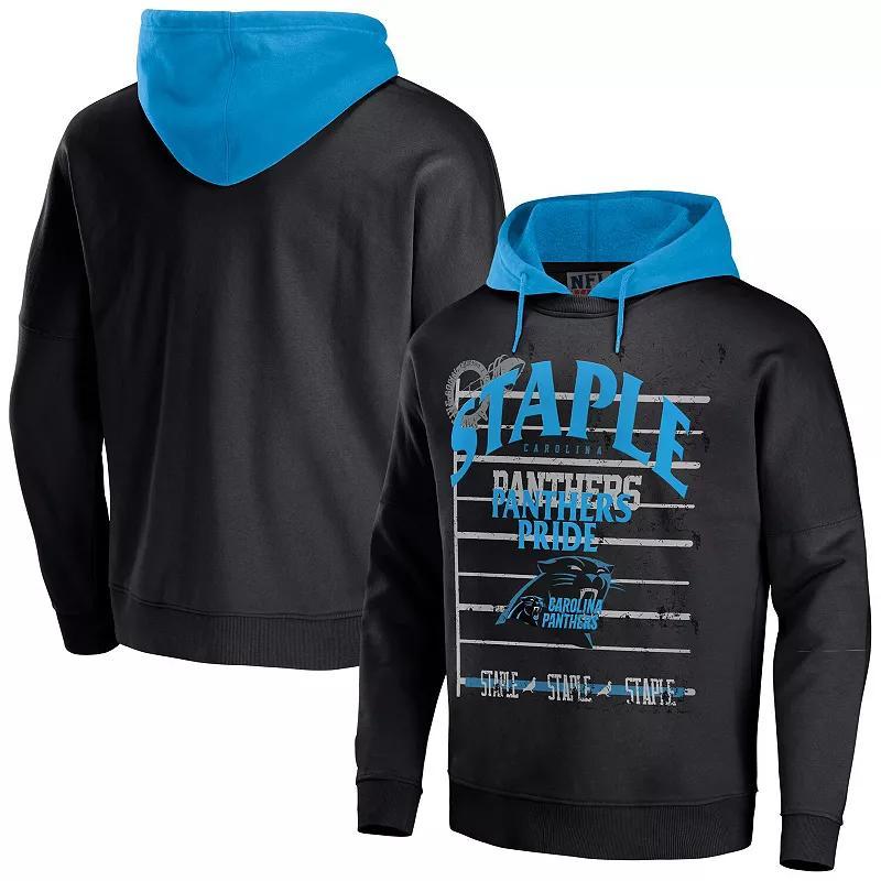 Mens NFL x Staple Black Carolina Panthers Throwback Vintage Wash Pullover Hoodie Product Image