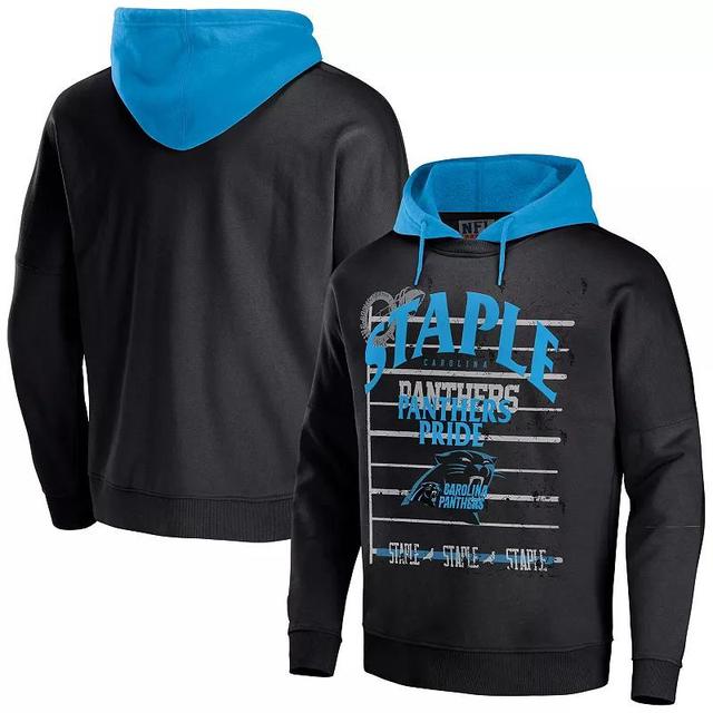 Mens NFL x Staple Black Carolina Panthers Throwback Vintage Wash Pullover Hoodie Product Image