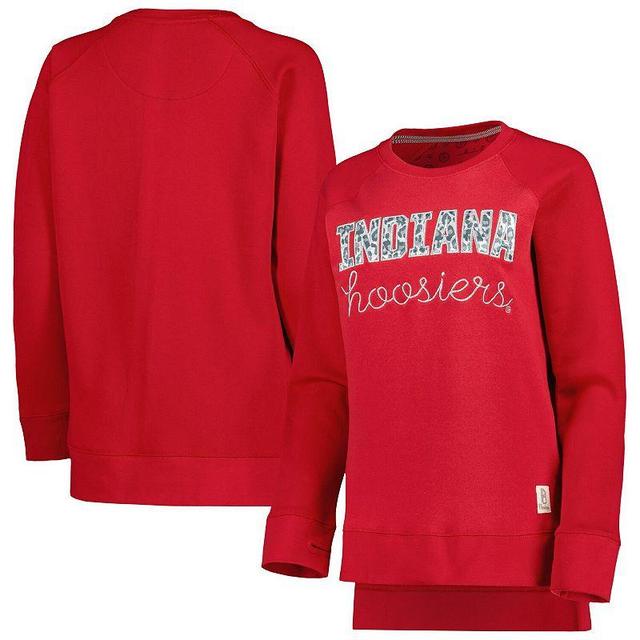 Womens Pressbox Crimson Indiana Hoosiers Steamboat Animal Print Raglan Pullover Sweatshirt Product Image