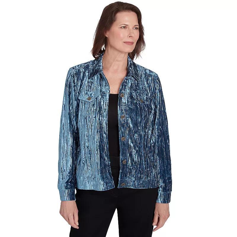 Womens Alfred Dunner Crushed Velvet Jacket Product Image