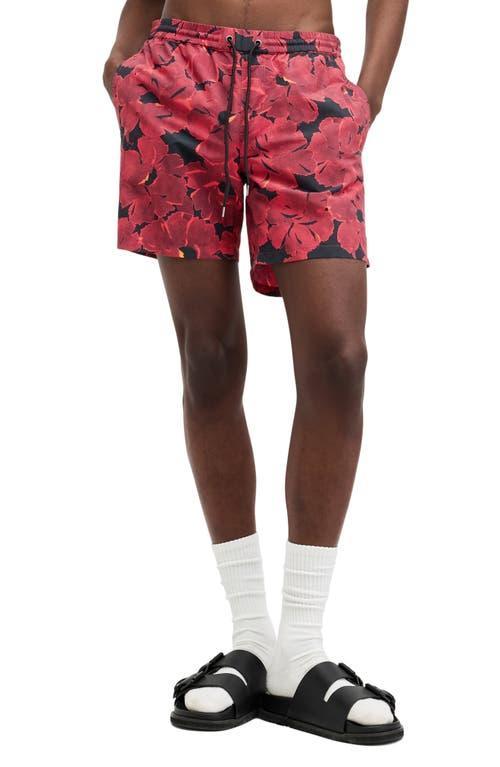 Kaza Swim Trunks In Jet Black/burgundy Product Image