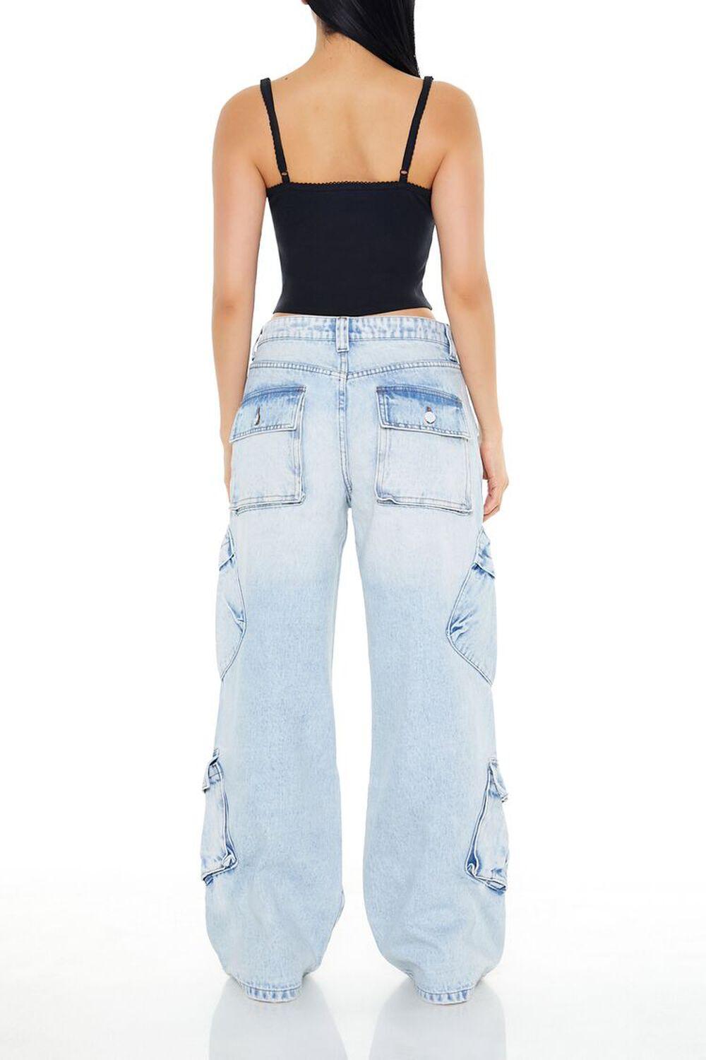 Mid-Rise Wide-Leg Cargo Jeans | Forever 21 Product Image