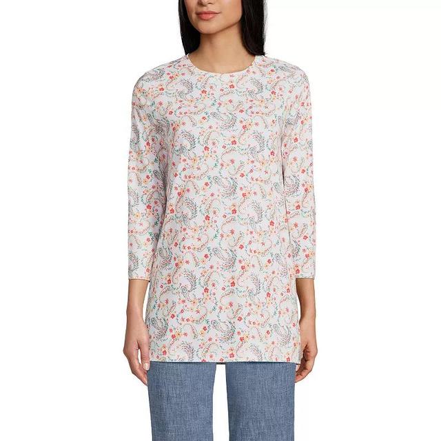 Petite Lands End 3/4-Sleeve Supima Cotton Crewneck Tunic, Womens Product Image