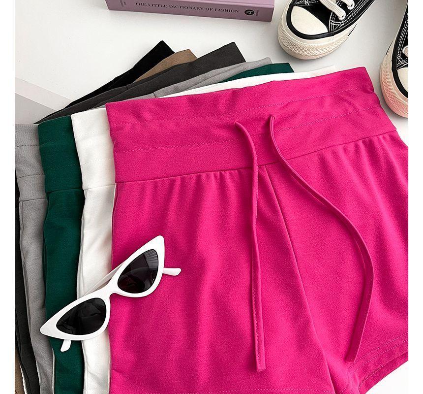 Drawstring Waist Striped Sweat Shorts Product Image