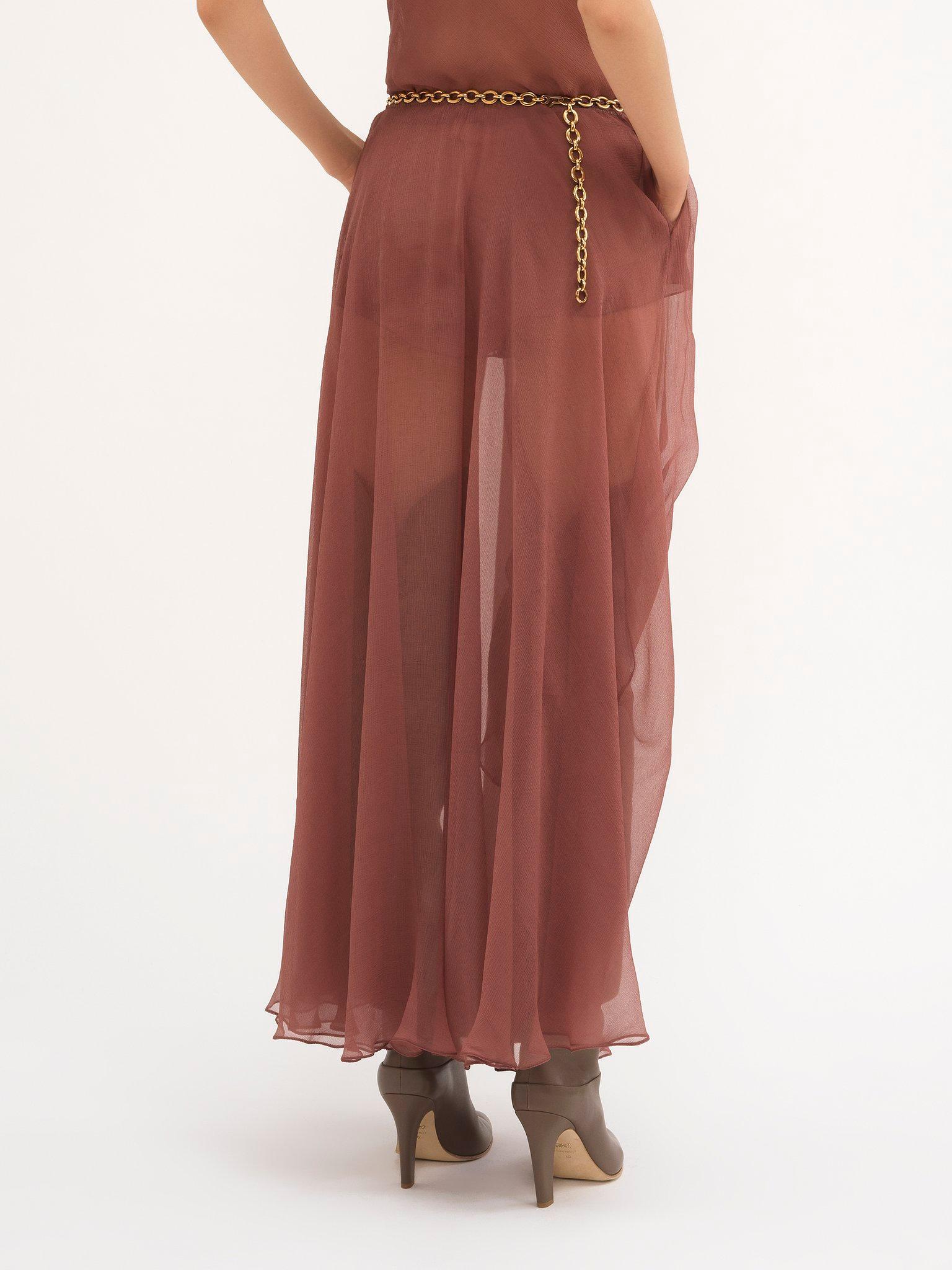 Flou midi skirt in silk mousseline Product Image