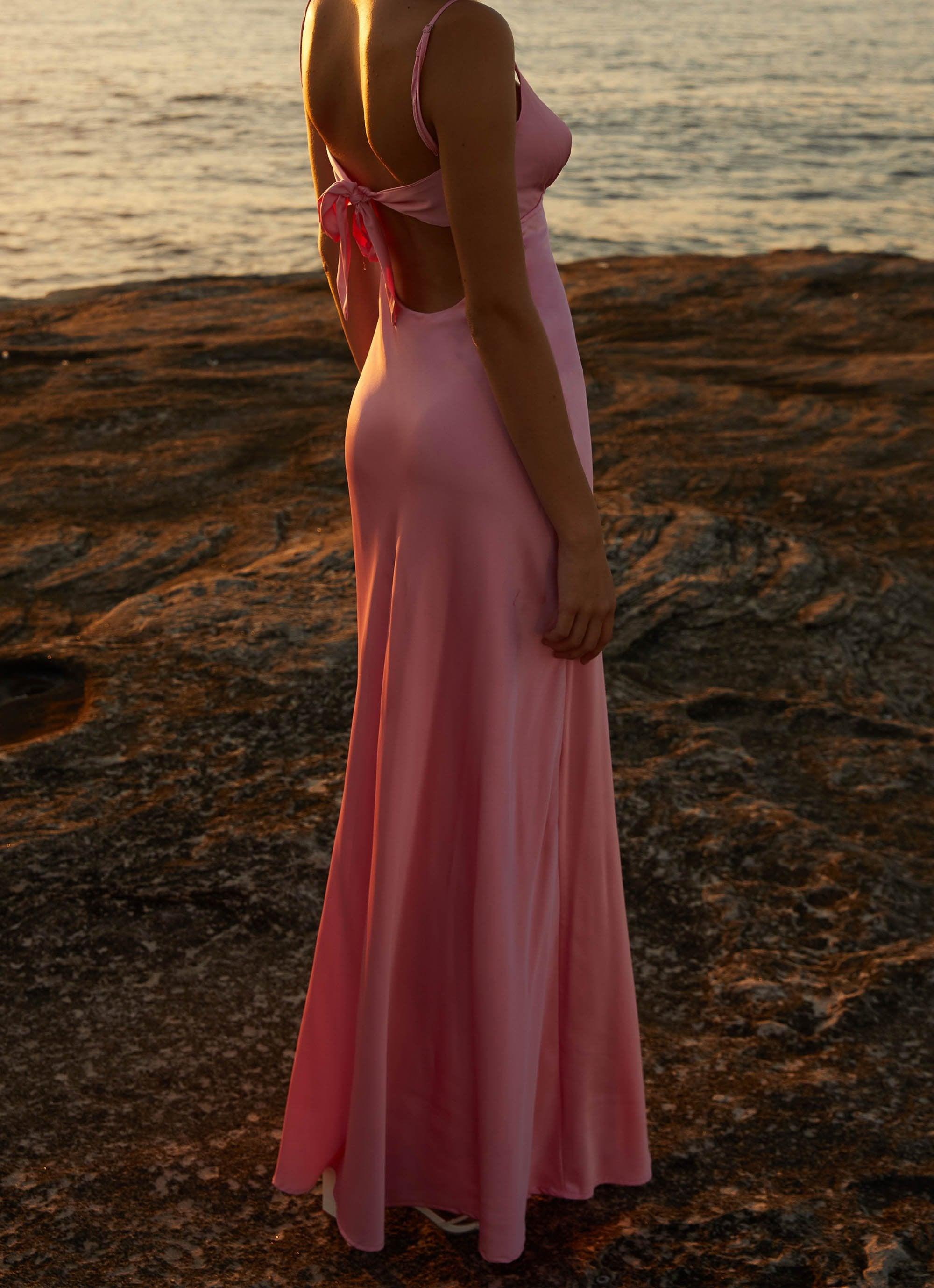 Flora Satin Maxi Dress - Candy Product Image