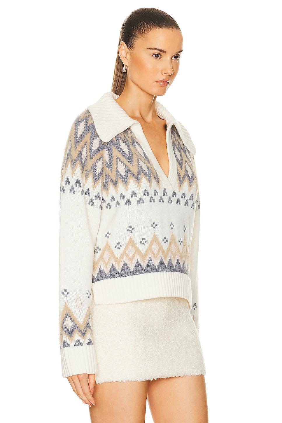 SIMKHAI Clarence Polo Pullover Sweater in Ivory Multi - Ivory. Size S (also in ). Product Image