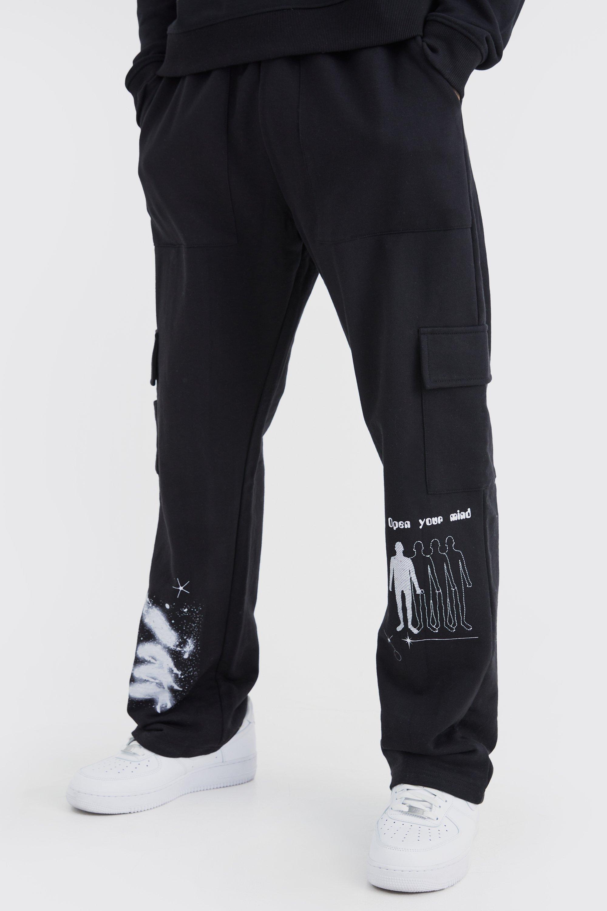 Straight Leg Multi Print Cargo Jogger | boohooMAN USA Product Image