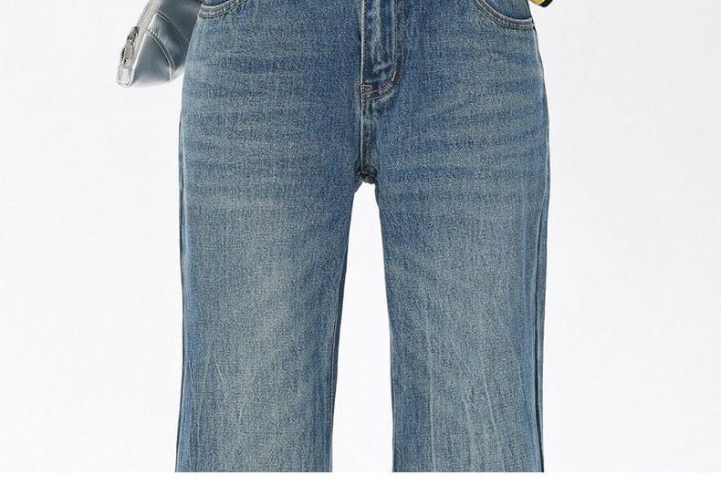 High Waist Washed Flared Jeans (Various Designs) Product Image