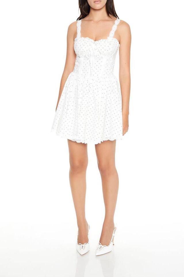 Lace-Trim Polka Dot Mini Dress | Forever 21 Product Image