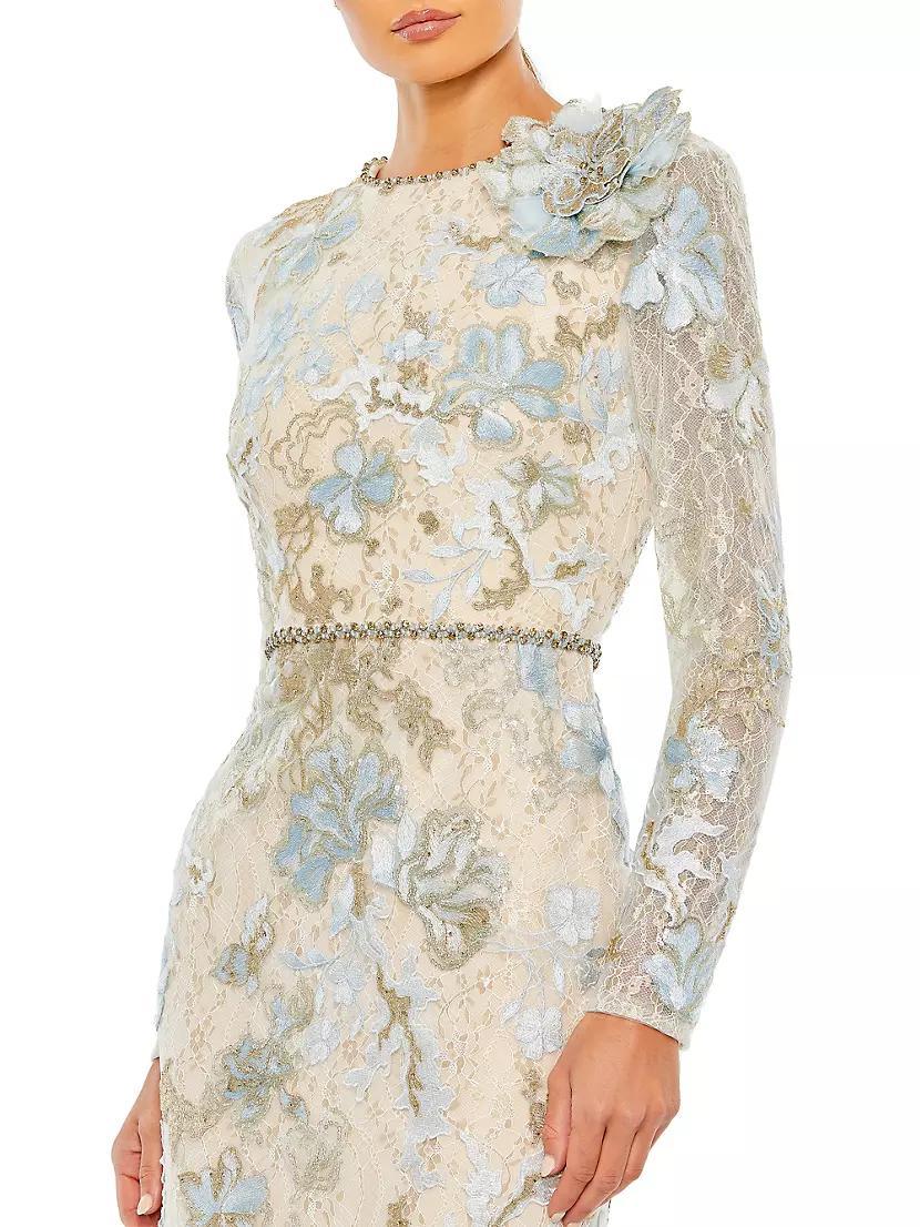 Floral Embroidered Lace Trumpet Gown Product Image