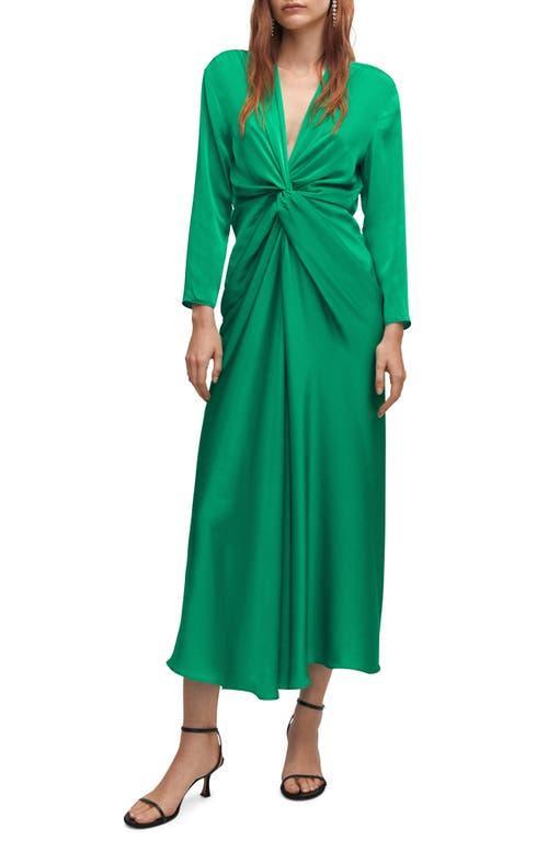 MANGO Knot Long Sleeve Satin Dress Product Image