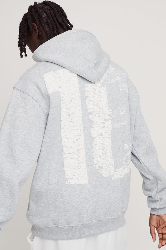 Oversized Puff Print 13 Varsity Graphic Hoodie | boohooMAN USA Product Image