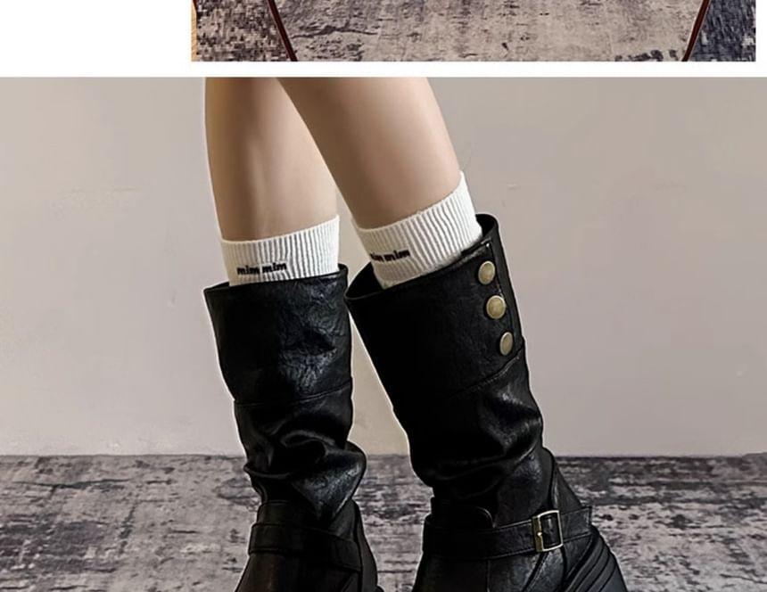 Buckled Platform Mid-Calf Boots product image