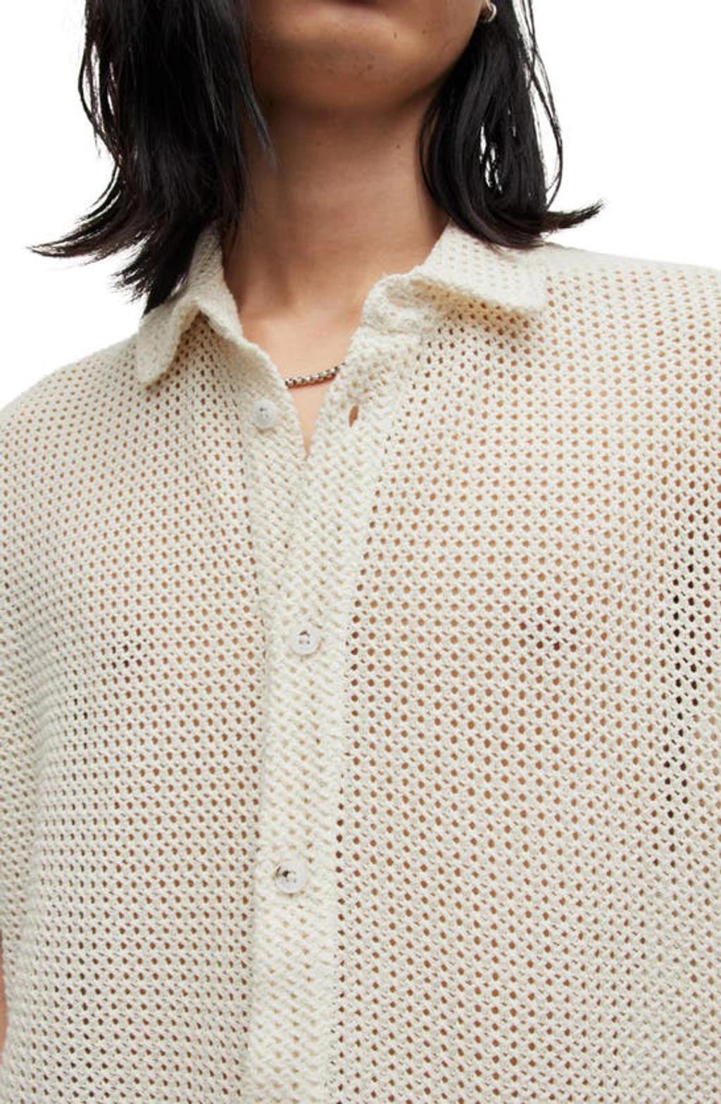 ALLSAINTS Mens Chalk White Munroe Stripe-pattern Relaxed-fit Organic-cotton Shirt Product Image