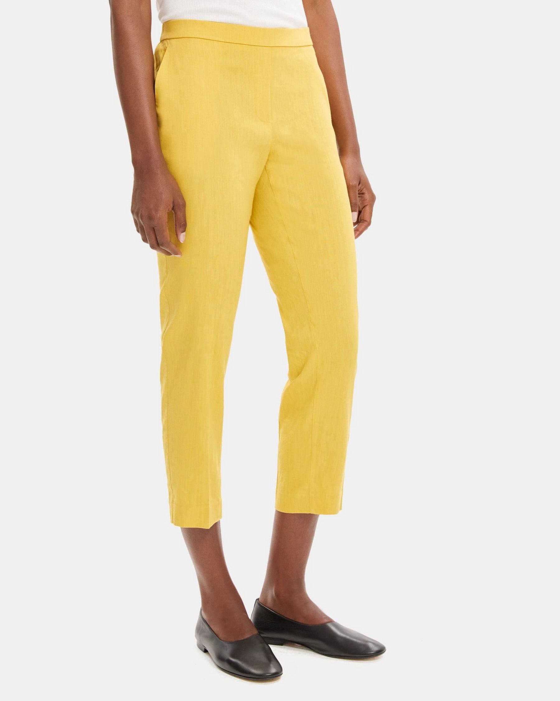 Slim Cropped Pull-On Pant in Linen-Blend Product Image