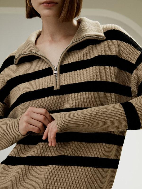 Collared Quarter-Zip Wool Sweater Product Image