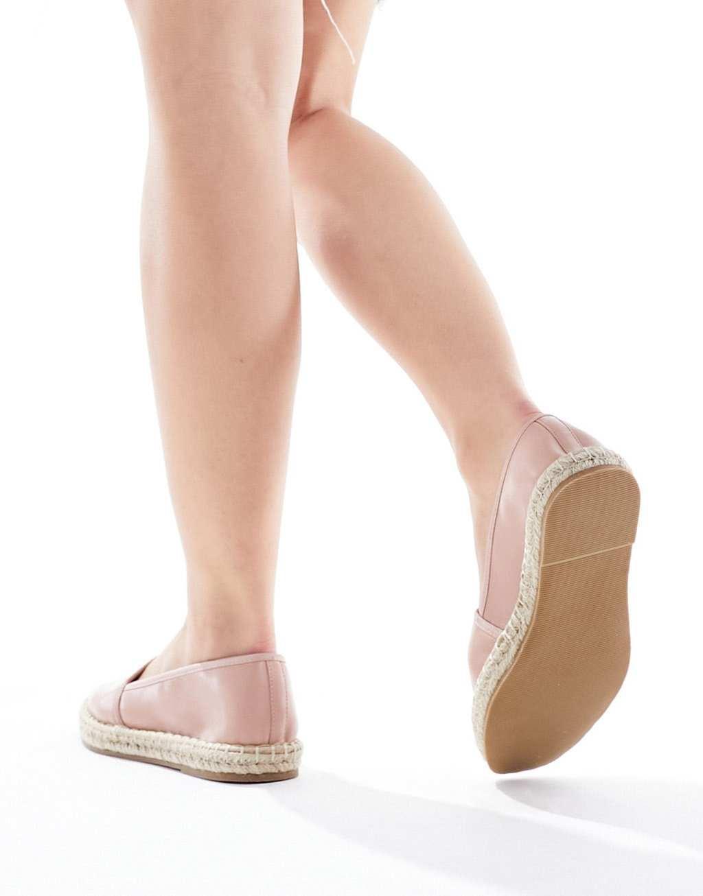 ASOS DESIGN Wide Fit Joey closed toe espadrilles in pale pink Product Image