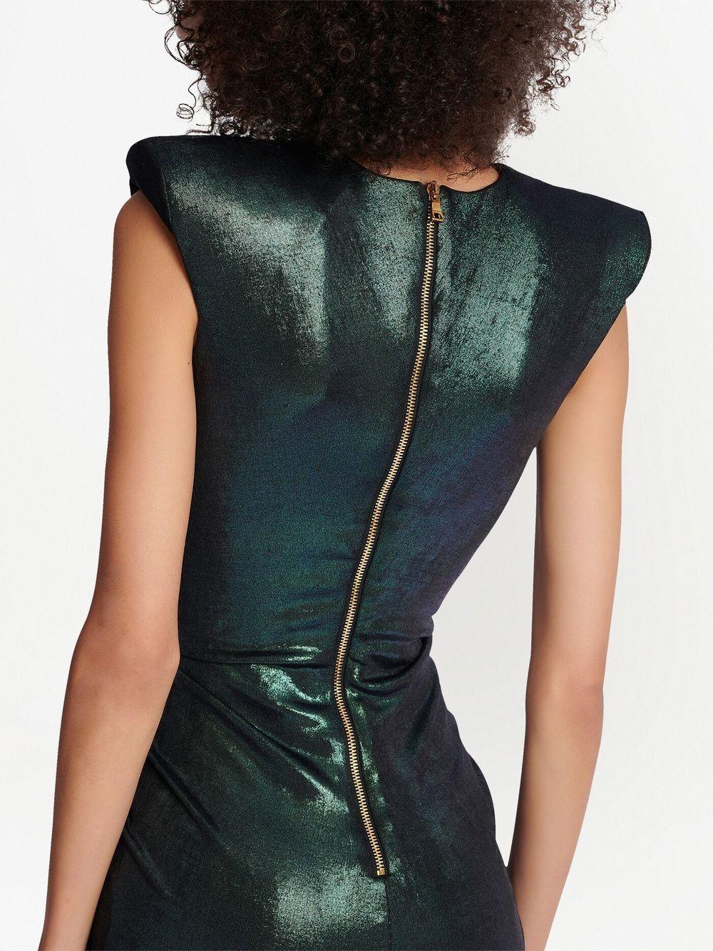 BALMAIN Glittered Ruched Dress In Cyan Product Image