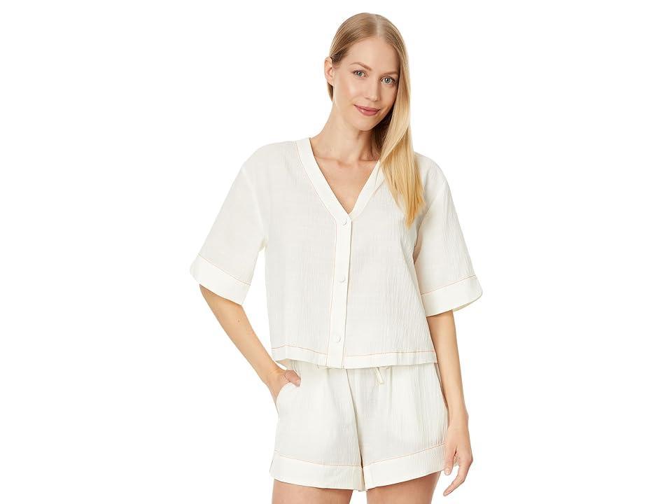 Eberjey Crinkle Woven Short Set (Ivory/Canyon Sunset) Women's Pajama Sets Product Image