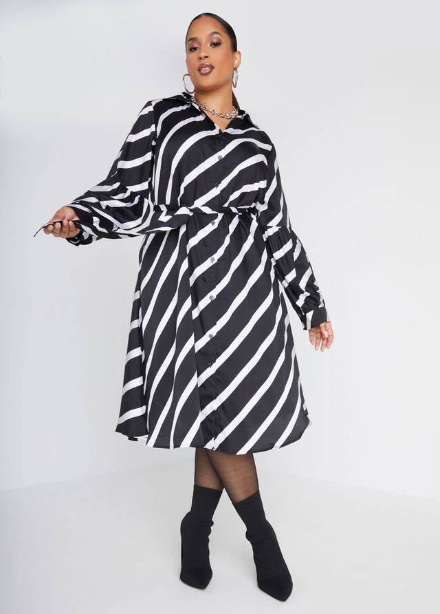 Belted Striped Midaxi Shirtdress Product Image