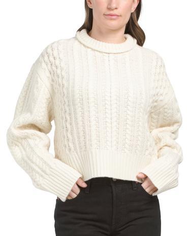 Wool Crew Neck Cable Pull Over Sweater for Women product image