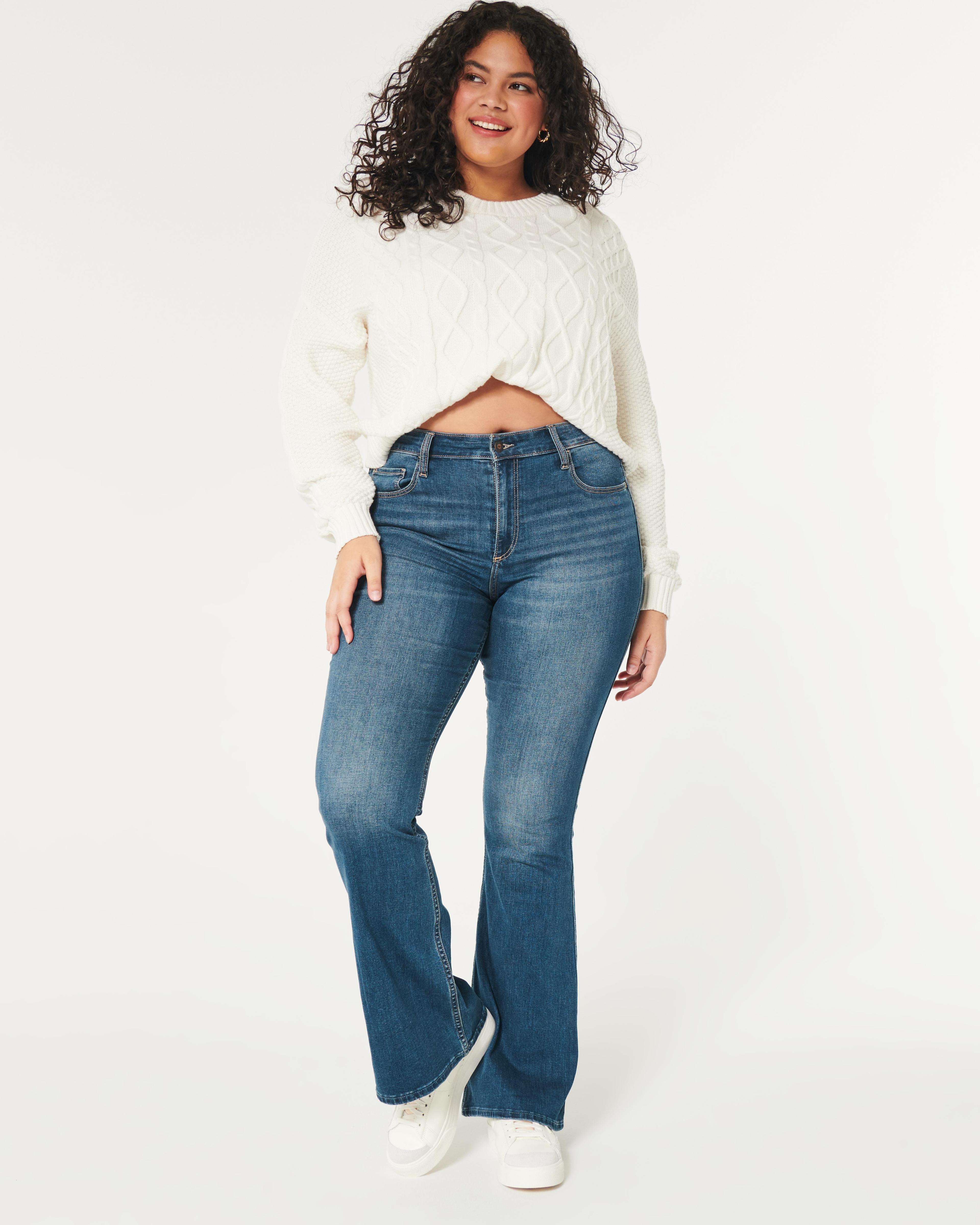 Curvy High-Rise Dark Wash Flare Jeans Product Image