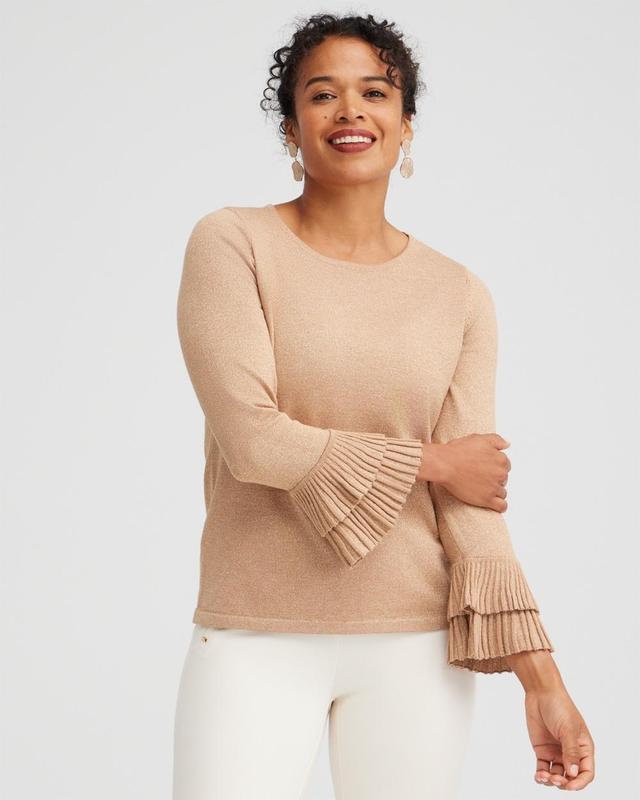 Chico's Lurex Pleat Sleeve Pullover Sweater Product Image