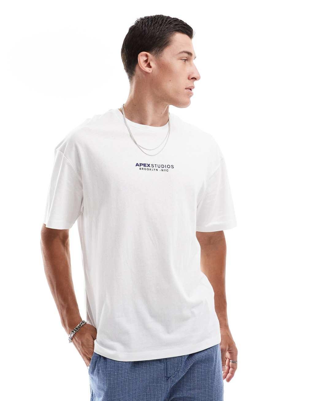 Jack & Jones oversized T-shirt with APEX backprint in white Product Image