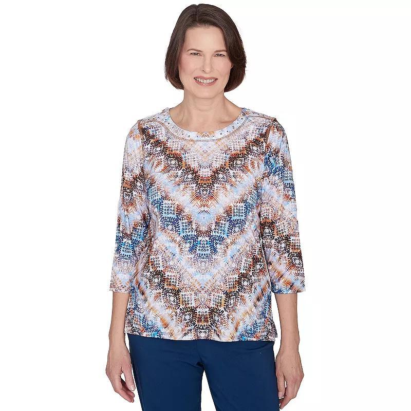 Petite Alfred Dunner Python Chevron Crewneck Top, Womens Product Image