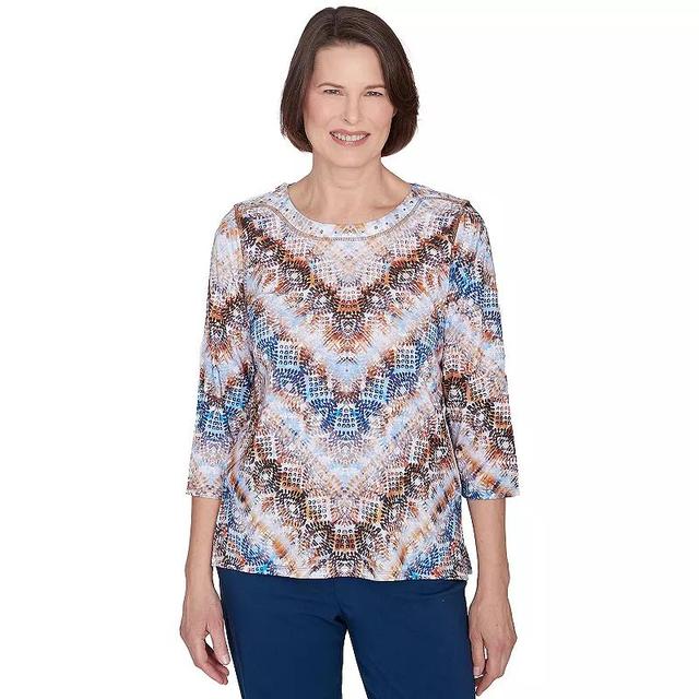 Womens Alfred Dunner Python Chevron Crewneck Top Product Image