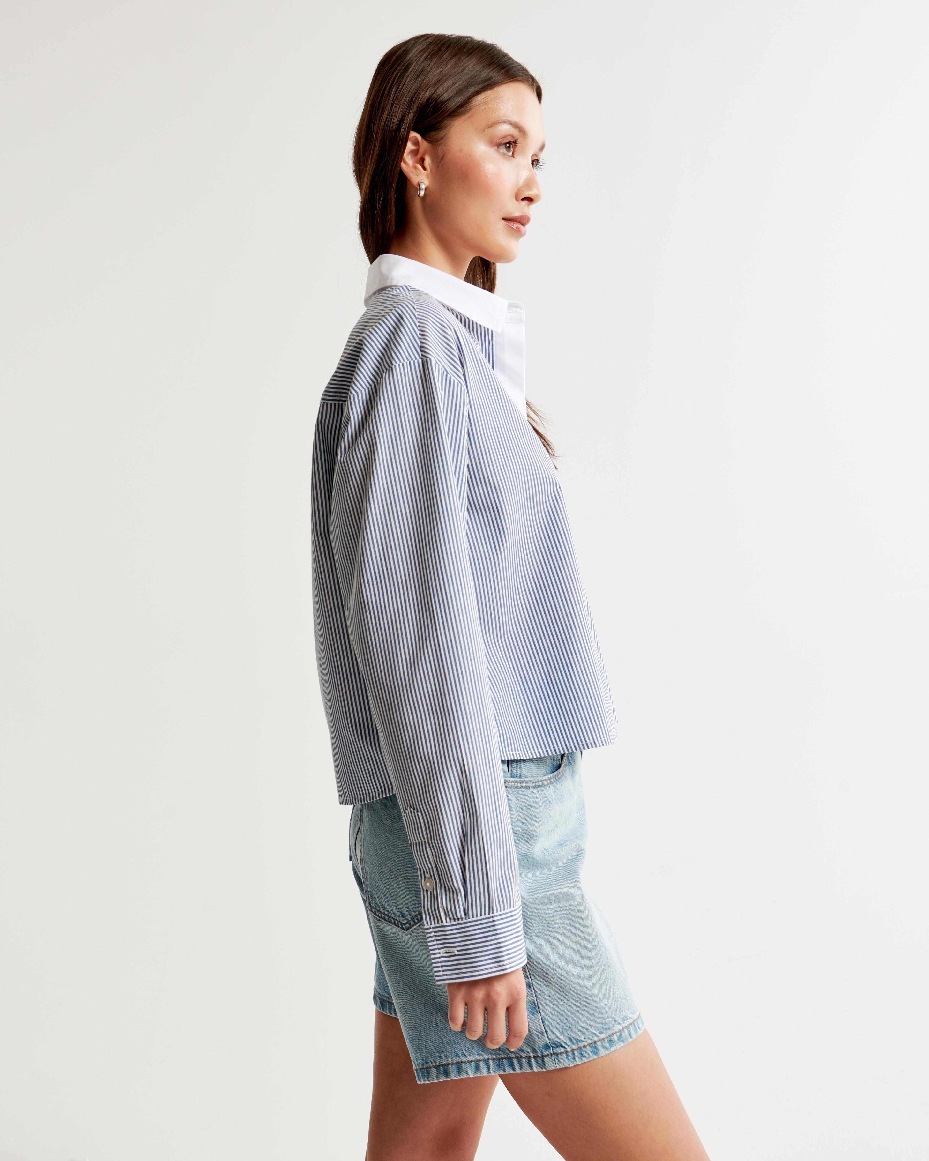 Oversized Cropped Poplin Shirt Product Image