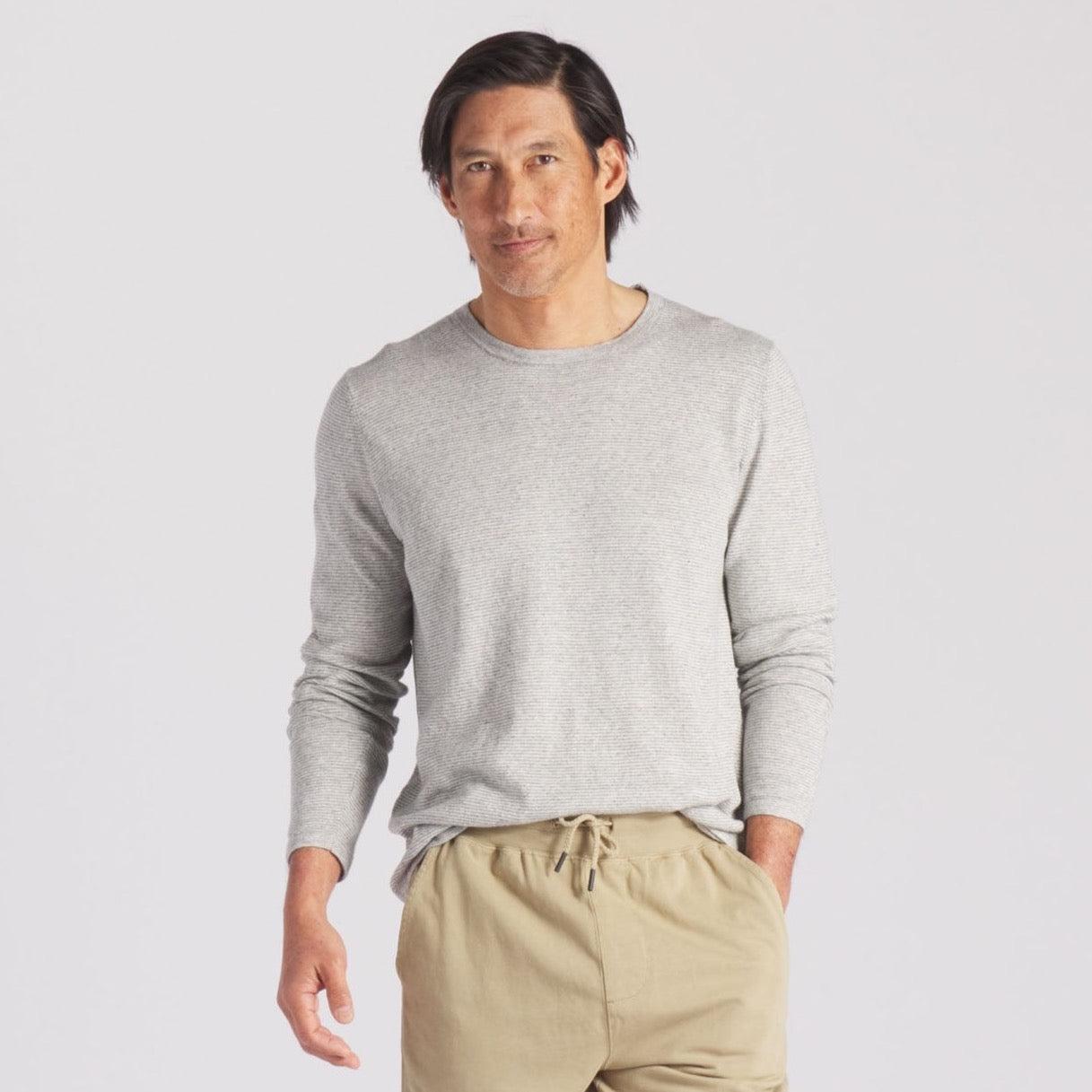 James Lightweight Crew Sweater - Gray Feeder Stripe Product Image