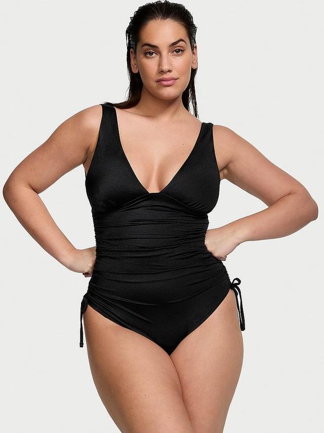 Ruched Plunge One-Piece Swimsuit Product Image