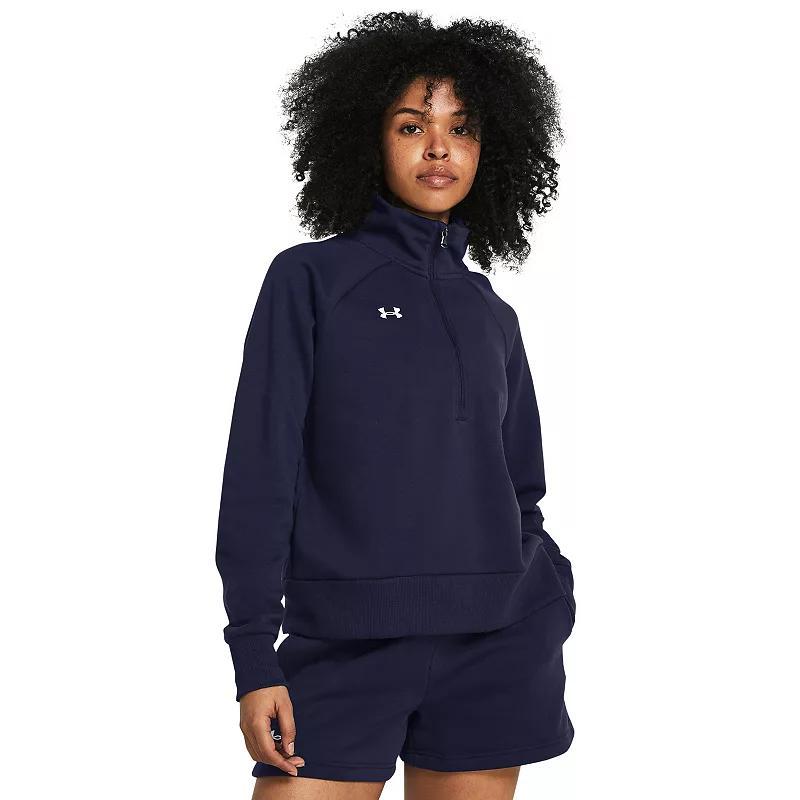 Womens Under Armour Rival Fleece Zip Top Mignight Blue Product Image